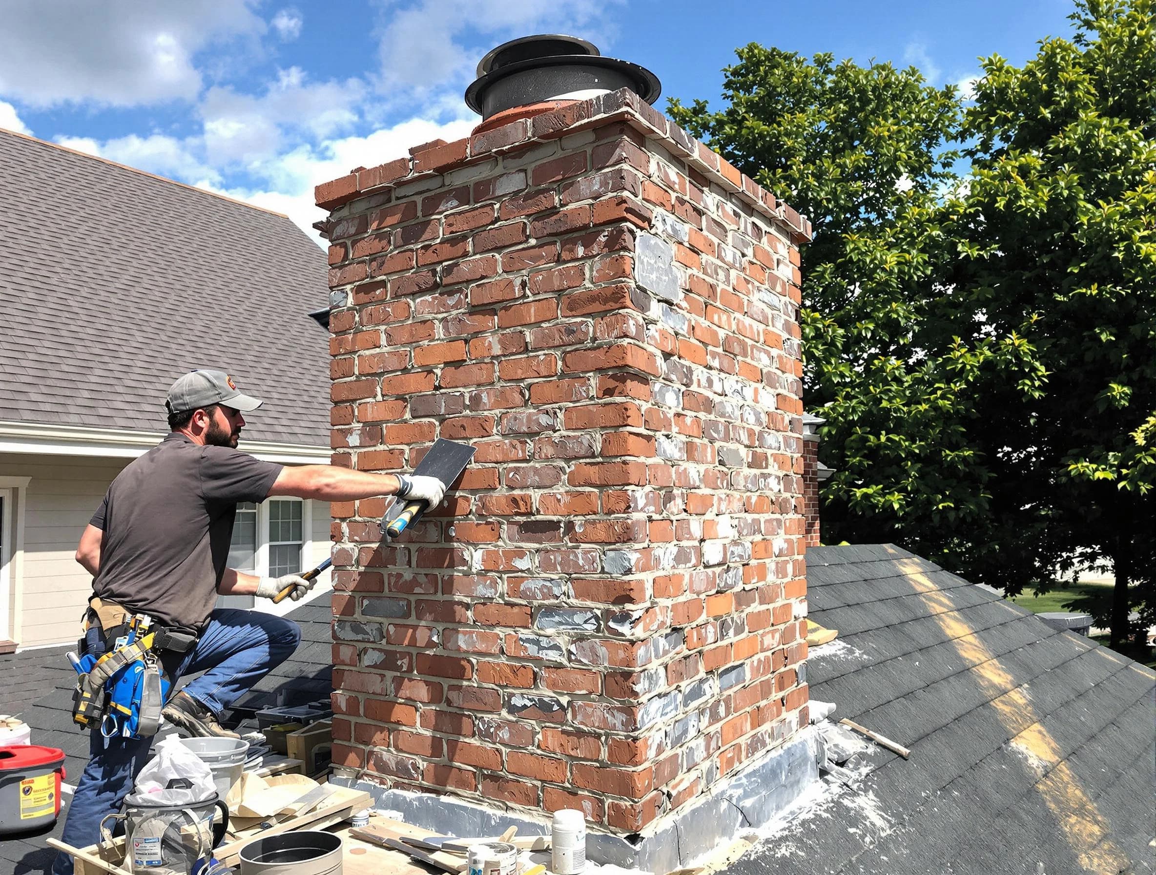 Completed chimney rebuild by North Providence Chimney Sweep in North Providence, RI