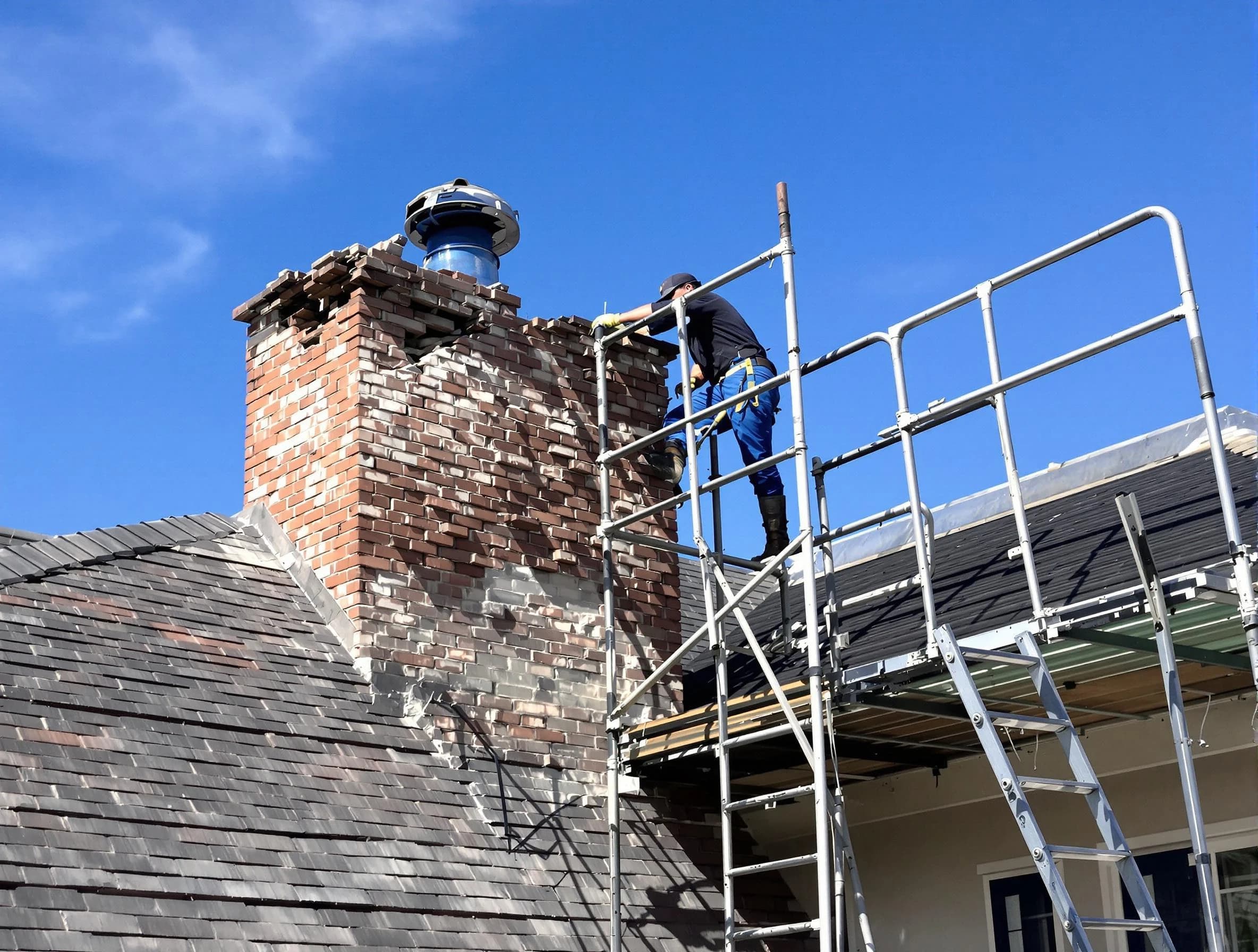 Rebuilding a chimney structure by North Providence Chimney Sweep in North Providence, RI
