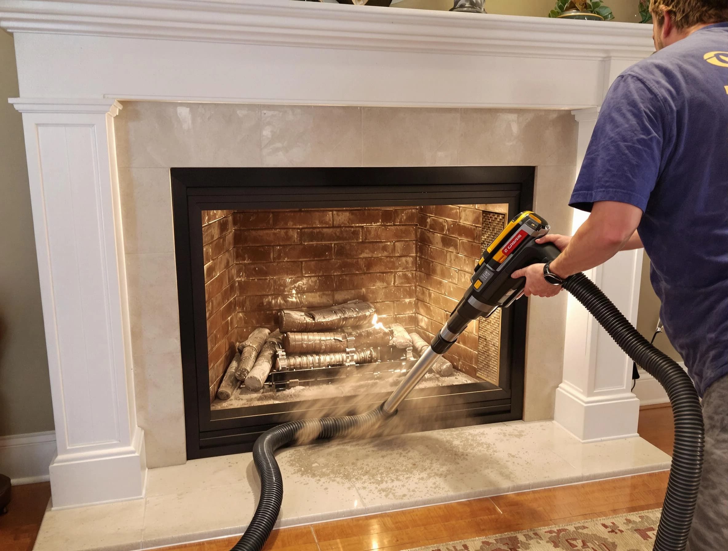 Fireplace cleaning performed by North Providence Chimney Sweep in North Providence, RI