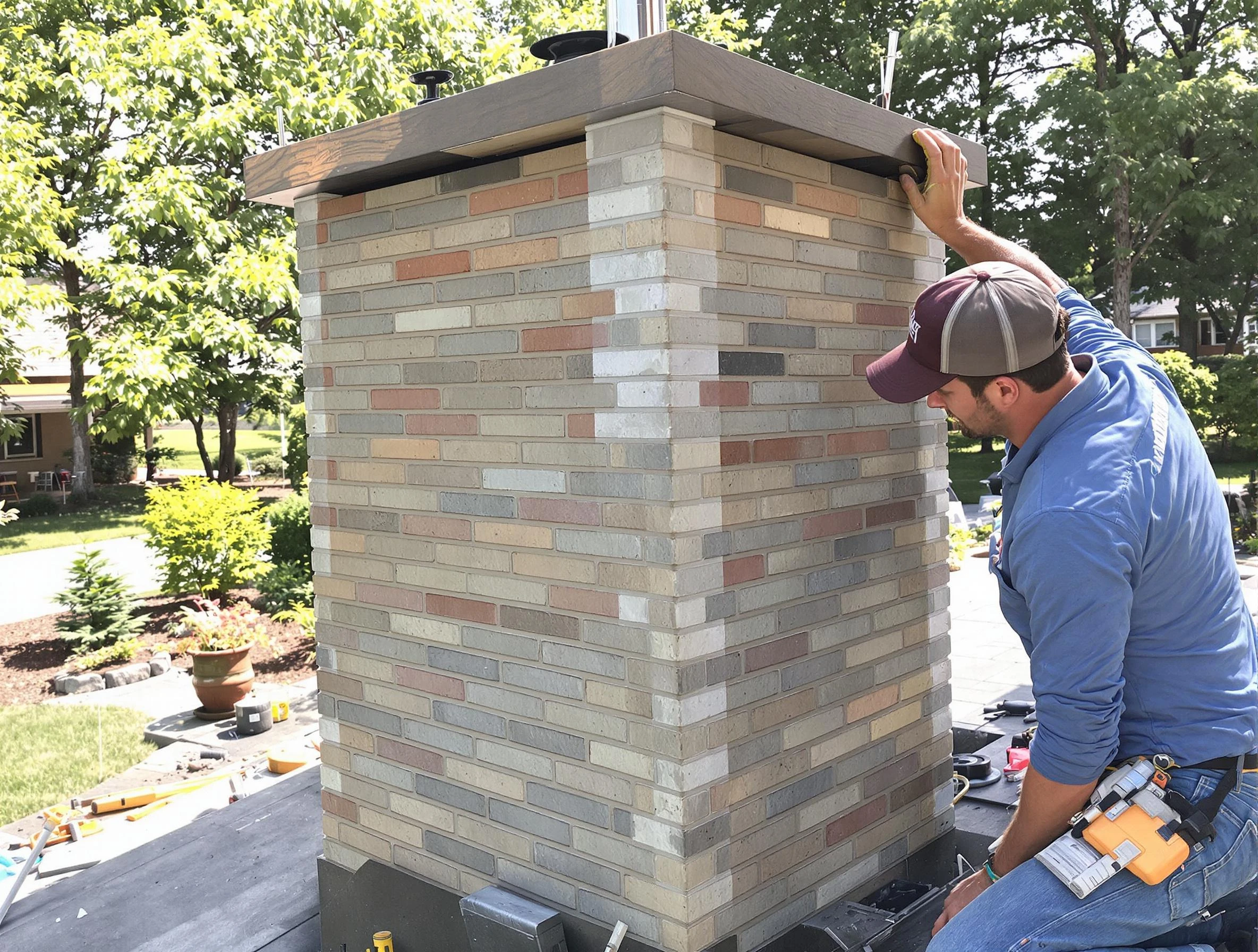 North Providence Chimney Sweep completing a modern chimney remodel in North Providence, RI