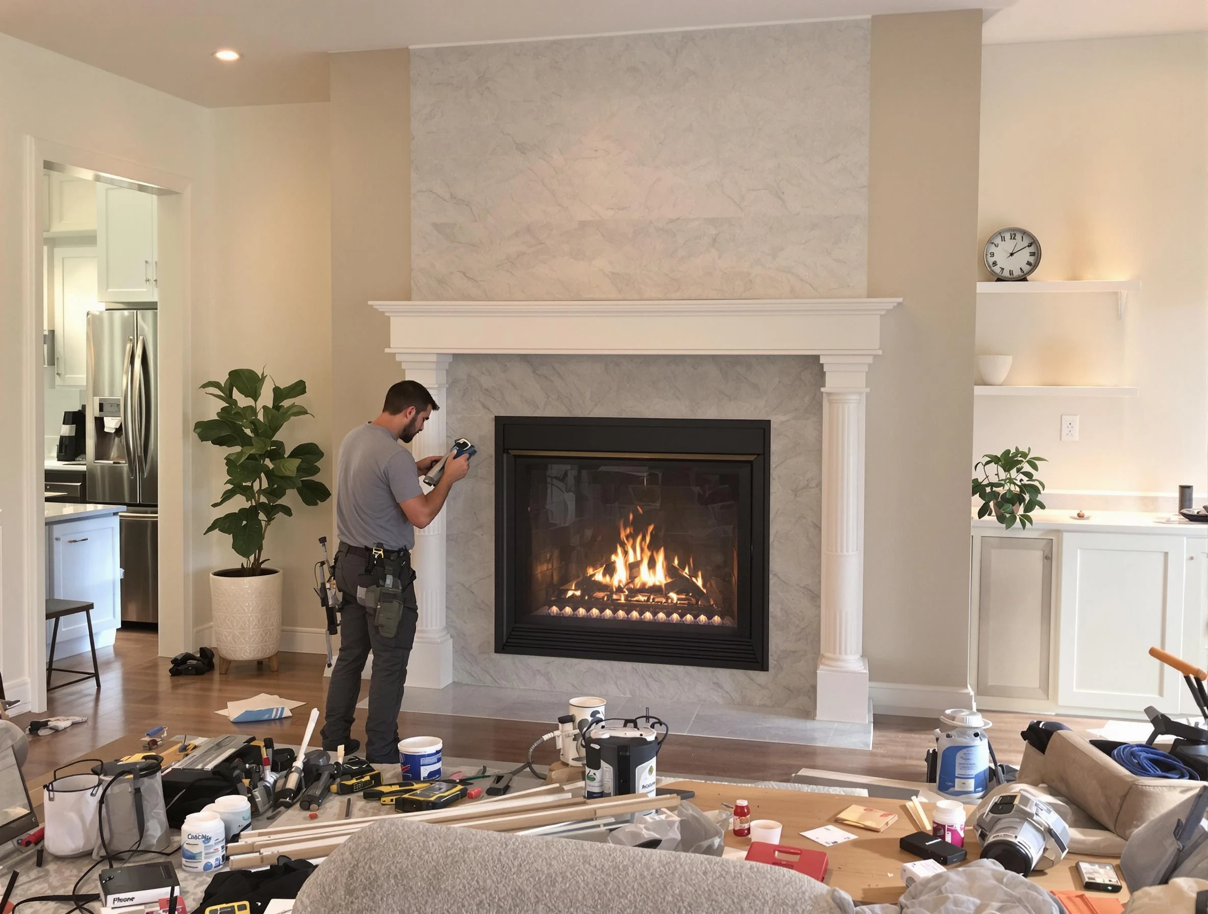 Newly installed fireplace by North Providence Chimney Sweep in North Providence, RI